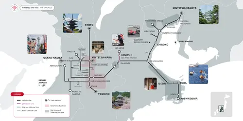 Kintetsu Rail Pass 5 Days Plus_validity map