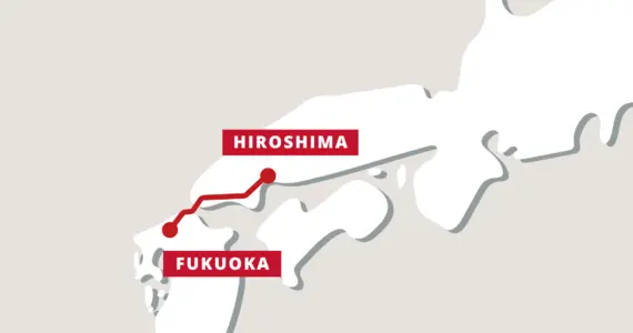 hiroshima fukuoka train map