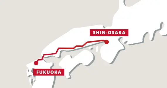 osaka fukuoka train map
