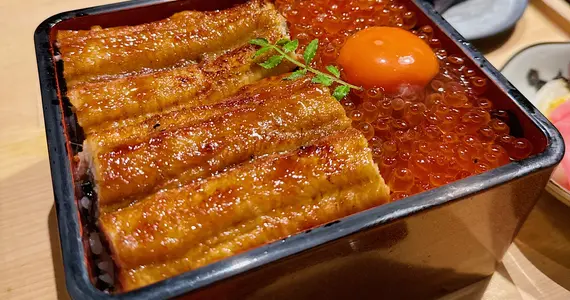 Unagi and Ikura at Unagi Kawato in Gion, Kyoto