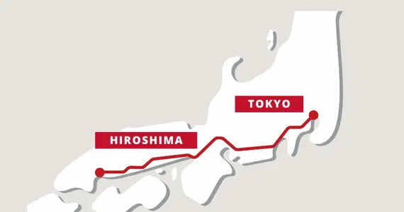 tokyo hiroshima train map