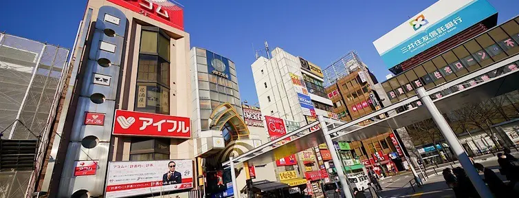 Buildings with shops and store around Nakano Broadway