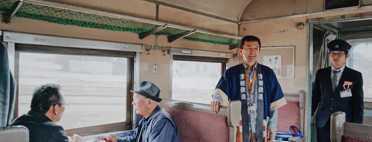 Inside a local train in Japan