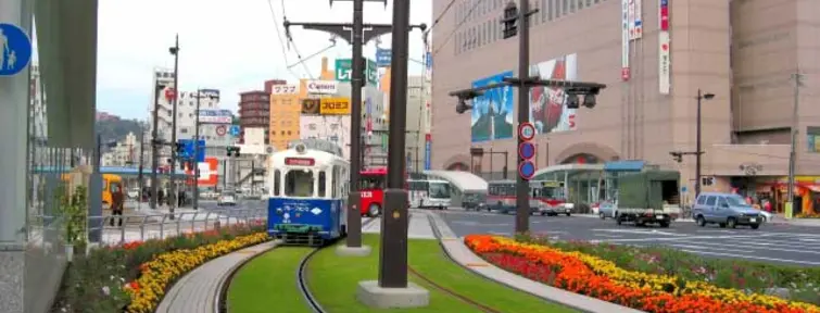 Kagoshima Station area with tram, Kagoshima, Kyushu Kagoshima Station area with tram, Kagoshima, Kyushu