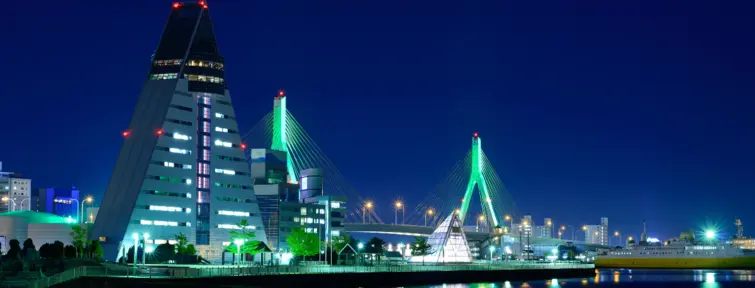 Ville d'Aomori, préfecture d'Aomori, la nuit 