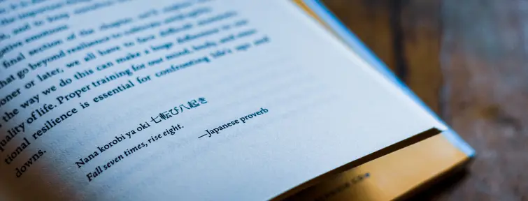 Livre avec proverbe japonais