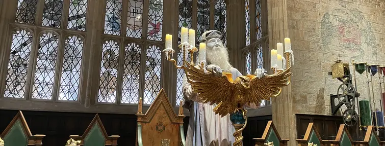 Dumbledore faisant un discours dans la grande salle