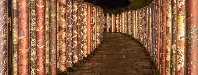 Kimono Forest at night, Kyoto