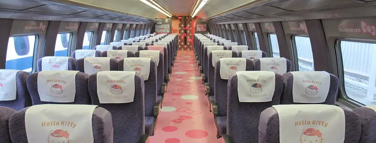 Interior of the Hello Kitty Shinkansen