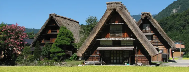 Gassho-zukuri type houses, in the village of Shirakawago Gassho-zukuri type houses, in the village of Shirakawago